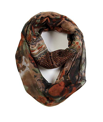 Scarfand's Romantic Rose Prints & Floral Patterns Lightweight Infinity Fashion Scarves Wraps - color: Romantic Tan