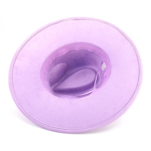 LIDHAY Big Wide Brim Fedora Hats for Women Men Western Suede Hat Panama Hat Outdoor Hats - color: Light Purple
