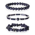 3Pcs Natural Stone Bracelets for Women 8mm Crystal Beaded Bracelets Handmade Stretch Bracelet Healing Crystal Jewelry for Women - style: Blue Sandstone