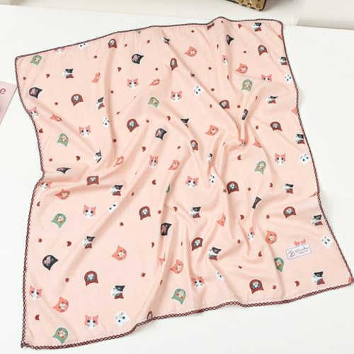 Cotton Bandana,Large Bandanas for Women,Head Coverings for Women,Head Scarf Handkerchief, Square Headband 27" x 27" - color: 27-21-cat-pink