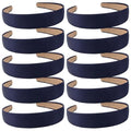 Wecoe Hairband, 10 Pack Satin Headbands 1.3 Inch Wide, Dark Navy Blue, for Women and Girls, Non Slip Fashion Hair Bands, DIY Holiday Hair Accessories - color: Dark Navy Blue