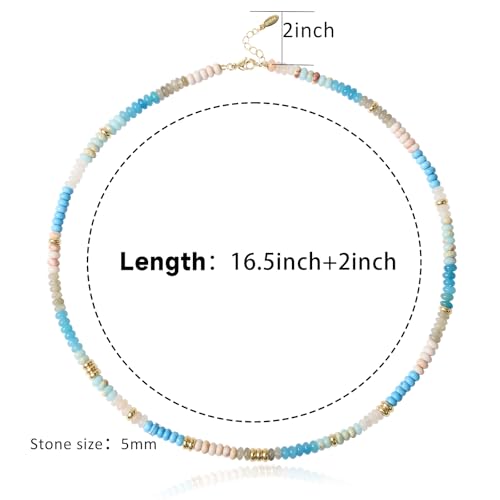 Beaded Gemstone Necklaces for Women Colorful Boho Choker Necklace Beauty And Spirit For Women (blue-silver) - color: blue