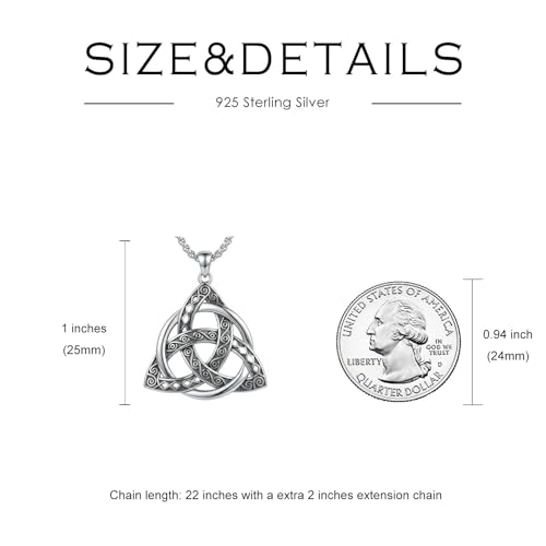 Celtic Necklace for men Sterling Silver Celtic Knot Triquetra Triangle Trinity Necklace Gift for Men - color: G-Silver