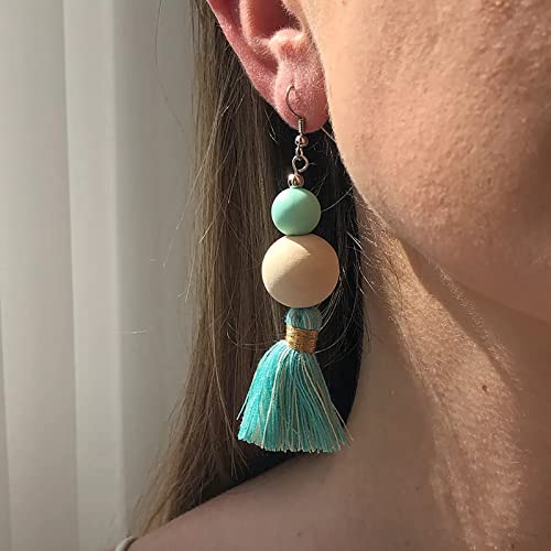 Boho Earrings for Women Dangling Lightweight Cute Earrings Handmade Tassel Dangle Earrings for Girls - color: Green