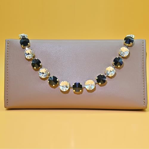 Fashionable Chunky Plated Tennis Rhinestone Statement Necklace Jewelry Set for Women Multicolor gem necklace with Great Sparkle and Shine Design for Women to Easy Match - color: black/white round rhinestone