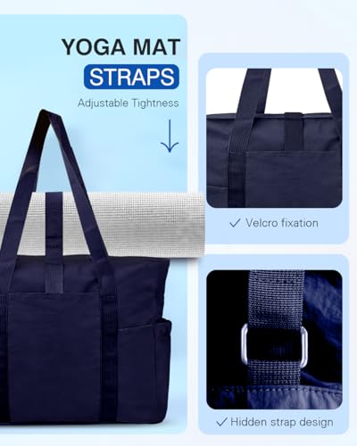Tote Bag for Women, 26L Capacity Travel Purses Work Bag, Small Zipper Tote Bag for Travel Nurse Gym Teacher - color: Navy Blue