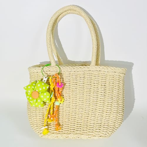 QTMY Cute Flower Braided Keychain Bag Charms for Handbag Purse Backpack Accessories Bogg Bag,306