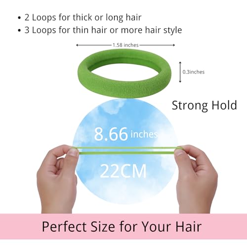 LuSeren 120 Pcs Green Hair Ties for Women, No Damage Soft Seamless Nylon Hair Elastics for Thick Hair, Ponytail Holders,6 Gradient Green Hair Accessories - color: Green