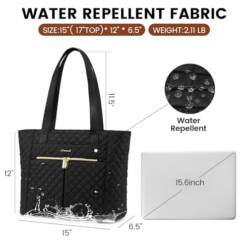 LOVEVOOK Laptop Bag for Women 15.6 inch,Diamond Quilted Work Tote Bags Womens Laptop Tote Computer Shoulder Bags,Stylish Travel Tote Bags Laptop Purse Case Briefcase Handbag with Clutch Bag,Black - color: 1-black(quilted), size: 15.6 Inch