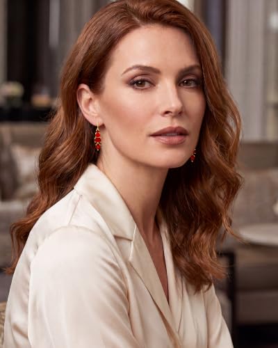 Colorful Cubic Zirconia Dangle Earrings for Women Multicolor Crystal Earrings Rainbow Cz Dangling for Birthstone Jewelry - color: Red