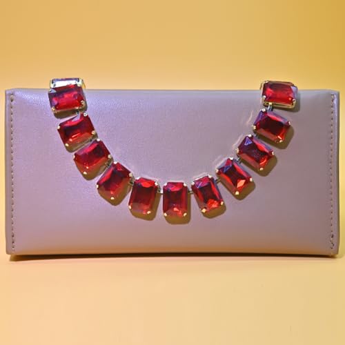 Fashionable Chunky Plated Tennis Rhinestone Statement Necklace Jewelry Set for Women Multicolor gem necklace with Great Sparkle and Shine Design for Women to Easy Match - color: red square rhinestone