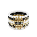 Elegance 11 designs Heishi Beaded Bracelets For Women Polymer Clay Colorful Surfer Stackable Beads Boho Bracelet Summer Beach Jewelry - color: Black And White