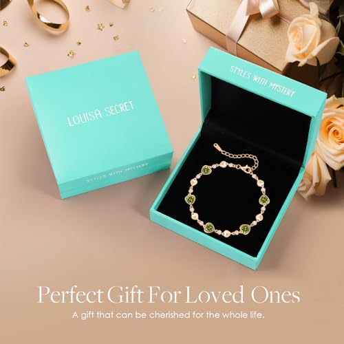 925 Sterling Silver Birthstone Heart Bracelet Jewelry Gift for Women | Rose Gold Plated Bracelets,Hypoallergenic,Adjustable Chain Personalized Anniversary Christmas Jewelry Gift for Mom Wife - color: Rose Gold-08-Aug