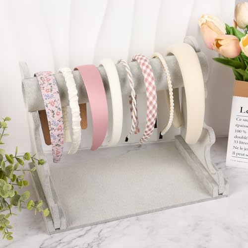 LYroo Headbands for Women Girls Non Slip - 8 Pack Wide Padded Headband Cute Floral Headbands Fashion Pearl Beaded Thin Head Bands Trendy Hair Accessories(White & Pink) - color: Beige