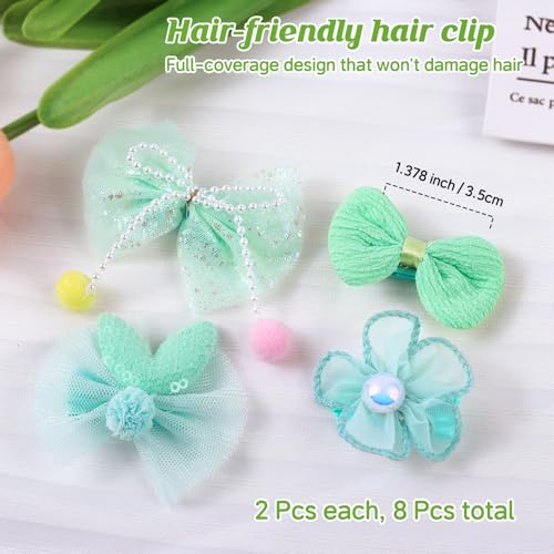 400 Pcs Baby Girls Hair Accessories Set,Baby Girls Hair Ties,Flower Bows Rubber Bands,Hair-friendly Hair Clip,Soft Elastic Hair Bands,Claw Clip(Green) - color: Green