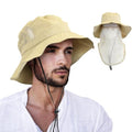 Tirrinia Wide Brim Sun Hat with Neck Flap for Men & Women, Breathable Hiking Fishing Safari Hat, Outdoor UV Protection Cap - color: #2 Stone Mesh