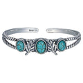 Genuine Turquoise Bracelet Cuff Bracelet for Women Mom 925 Sterling Silver Natural Turquoise Bangles Vintage Bracelet Boho Jewelry for Birthday Christmas Mother's Day Valentine's Day - style: Feather