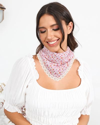 AWAYTR 3Pcs Hair Bandanas Head Kerchief for Women Girls Tie-Back Boho Hair Scarf Headband Bandana Triangle Head Scarf - color: Black / Pink / White
