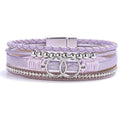 FANCY SHINY Boho Leather Wrap Bracelet Stackable Infinity Chunky Cuff Bracelets Western Hippie Outfits Jewelry Valentine Gifts for Women - color: Purple
