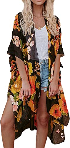 Breezy Lane Kimonos for Women Swimsuit Coverups Beach Cover Up Swimwear Cardigan Summer - color: Blooming Summer