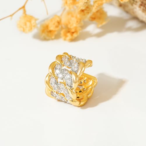 MTMY Gold Ear Cuff Earring for Women 14K Gold Plated Cubic Zirconia Non-Pierced Clip on Cartilage Chunky Ear Cuffs Hypoallergenic Jewelry - style: twist