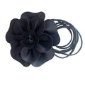 Boho Big Flower PU Leather Waist Belt Chain for Women Rose Floral Camellia Long Tassel Adjustable Waist Band Jewelry - color: Navy Blue