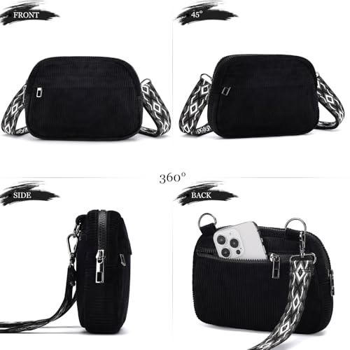 MAXTOP Small Crossbody Bags for Women Belt Bag Fanny Pack with Adjustable Strap - color: Corduroy Black, style: Small Crossbody Bag