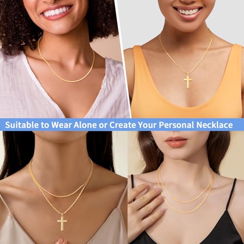 Jewlpire 1.5mm Rope Chain 925 Sterling Silver Chain Necklace for Women, 14K Gold Plated Chains for Women Dainty & Sturdy Women's Chains Necklace 16 18 20 22 24 26 Inch - color: 14K Gold Plated, size: 26 Inch