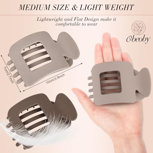 Obeoby 6 PCS Flat Claw Clips for Women, French Flat Hair Clips Large Hair Barrettes Accessories - color: Neutral