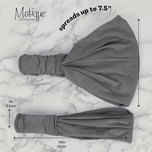 Motique Accessories Wide Cotton Head Band Solid Boho Yoga Style Soft Hairband for Women (Light Grey) - color: Light Grey
