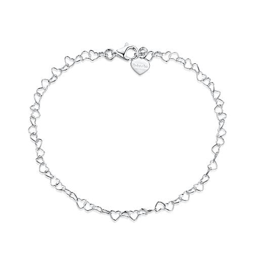 Amberta Women's 925 Sterling Silver Heart Bracelet - color: Silver
