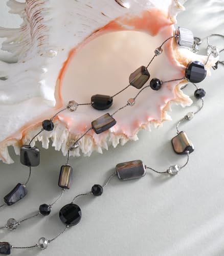 FULU AUTUMN Beaded Statement Necklaces for Women Shell Bead Chunky Collar Necklace Summer Layer boho Costume Jewelry for Her - color: Black