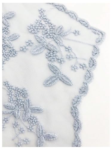 SweatyRocks Women's Floral Embroidery Lace Triangle Hair Scarf Headband Sheer Hair Bandana - color: Light Blue, size: One Size