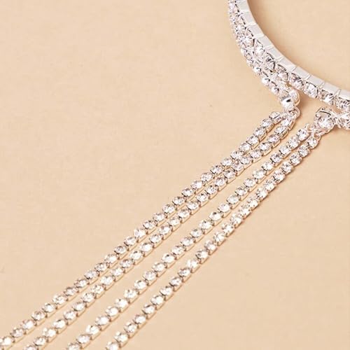 Gold Rhinestone Arm Cuff Bracelet for Women Adjustable Sparkly Upper Arm Cuff Wedding Party Jewelry - color: A3:silver arm cuff