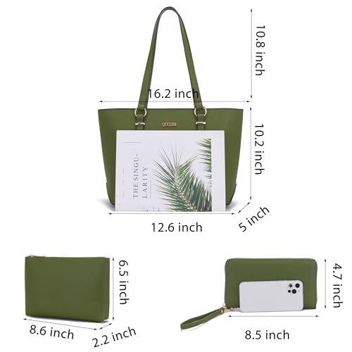 Purses And Wallets Set For Women Work Tote Satchel Handbags Shoulder Bag Top Handle Totes Purse With Matching Wallet - color: A52-3pcs/Set Green