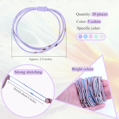 20 PCS Boho Hair Accessories, 5 Color Light Bracelets for Thick or Thin Hair - Cute Ponytail Holders, No-Damage Elastics for Ponytails and More, Pain-Free. - color: Light color