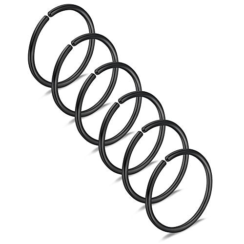Ruifan 6-30PCS Non Pierced Stainless Steel Clip on Closure Round Ring Fake Nose Lip Helix Cartilage Tragus Ear Hoop Earrings Jewelry 20G - color: Black-8mm