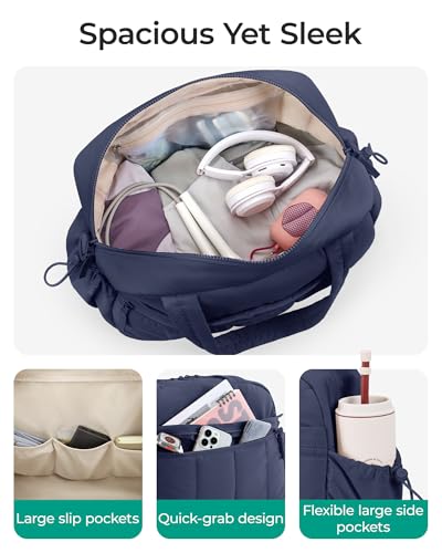 BAGSMART Gym Bag for Women, Duffle Bag for Travel with Wet Pocket, Lightweight Carry on Weekender Duffel, Water Resistant - color: Navy Blue, size: Medium