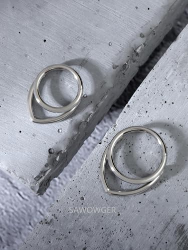 16G Titanium Septum Rings Double Septum Jewelry Daith Piercing Jewelry Silver Gold Hinged Segment Helix Clicker Piercing Jewelry 8 mm 10 mm Seamless Ring Hypoallergenic Jewellery for Her - color: Silver, size: 10mm