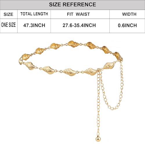 Luvatar Fashion Metal Waist Chain Belt Blouse Dress Sweater Chain Belt… - color: Gold-e7