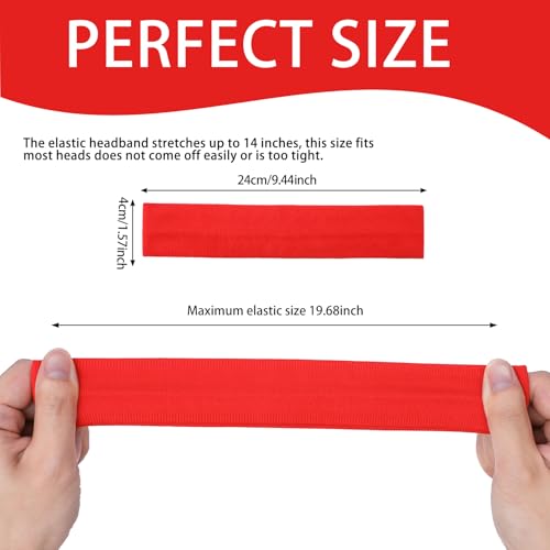 Workout Headbands Non Slip Headband Sport Headbands Sweatbands Elastic Sport Hair Bands for Sports Travel Indoor Fitness Gym - color: red