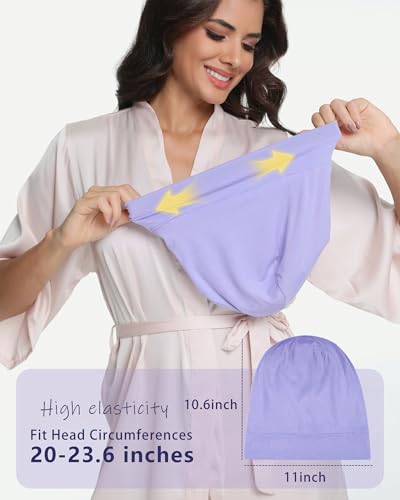 100% Mulberry Silk Bonnet for Sleeping Women Men, Real Silk Lined Bonnets for Curly Hair, Braid Sleep Cap Black Womens - color: Purple
