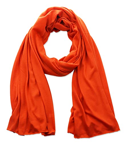 vabovin Head Wraps for Black Women Stretch Jersey Knit Turban Headwrap Solid Color Headscarf Headband Shawl - color: 07- Orange