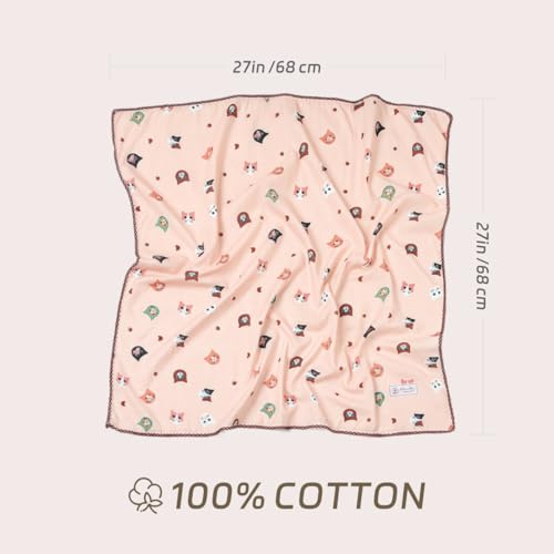 Cotton Bandana,Large Bandanas for Women,Head Coverings for Women,Head Scarf Handkerchief, Square Headband 27" x 27" - color: 27-21-cat-pink