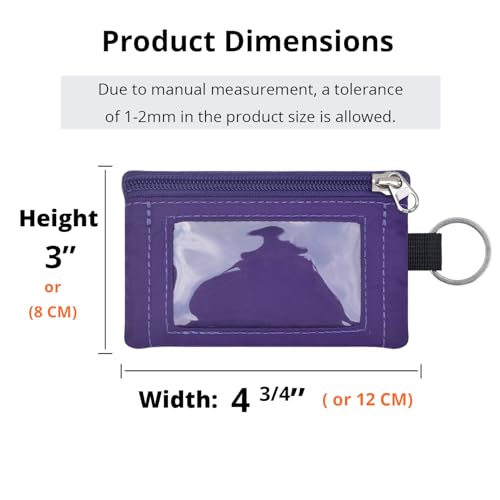 RFID Blocking Travel Wallet with Adjustable Lanyard, Small Nylon Zipper Pouch and Badge Holder for ID, Credit Cards, Cash, Keys, Commuters (Deep Purple) - color: Deep Purple