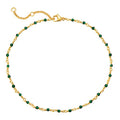 MTMY Gold Anklets for Women 14K Gold Plated Tiny Bead Anklet Colorful Tassel Foot Chain Dainty Adjustable Cute Summer Beach Boho Anklets Jewelry Gift - style: crystal-green