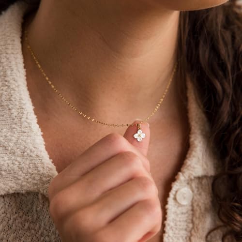Dainty Gold Necklaces for Women Trendy Non Tarnish 14K Gold Plated Cubic Zirconia Necklace Layered Simple Cute Four Leaf Clover Choker Jewelry Birthday Gifts - color: Gold, style: Sequin CZ