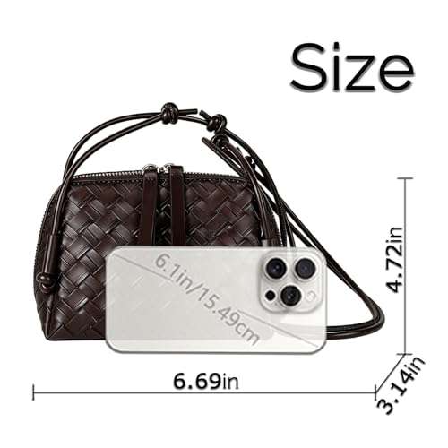 JYG Woven Crossbody Bags for Women PU Leather Handwoven Shoulder Bag Mini Satchel Purses with Adjustable Strap 2026 - color: Yellow