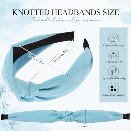 obeoby 8Pcs Girls Headbands, Knotted Headbands for Teen Girls Bachelorette Christmas Pool Party Outfit Light Multicolor Series Summer Hairband Hair Accessories Trendy Stuff - color: Light color series