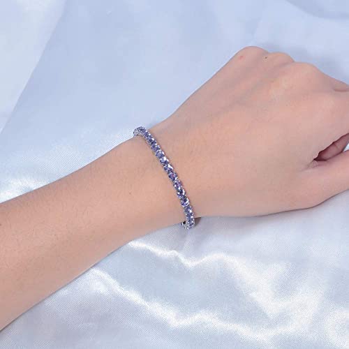 CiNily Adjustable Tennis Bracelets for Women Teen Girls Rainbow Cubic Zirconia Bracelet 14K White Gold Plated Hypoallergenic Slider Bracelet Jewelry Gift - color: Adjustable bracelet-purple